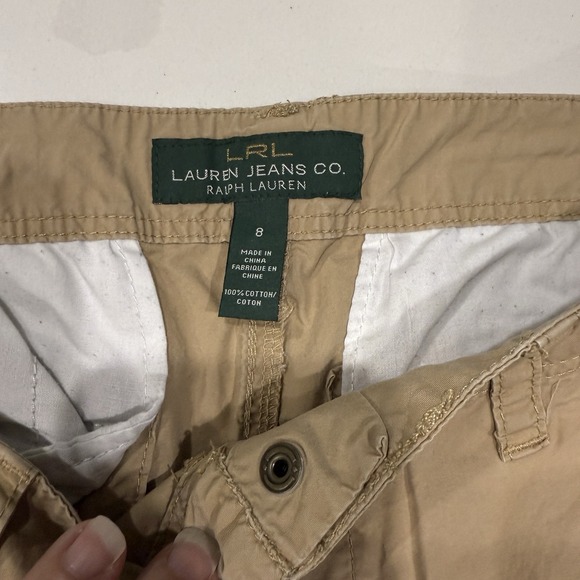 Lauren Ralph Lauren Cargo Pants Womens 8 Tan Ankle Length‎ Pockets Hiking Travel - Picture 9 of 16